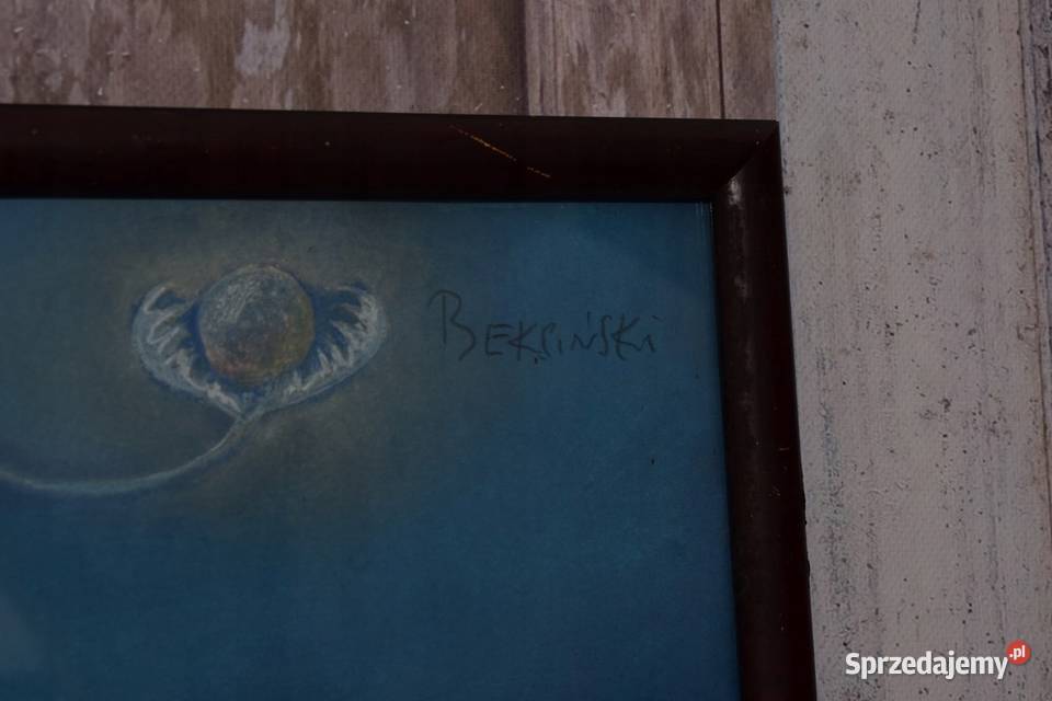 Beksiński Pastel na Kartonie Potwór Stary Obraz Kraków