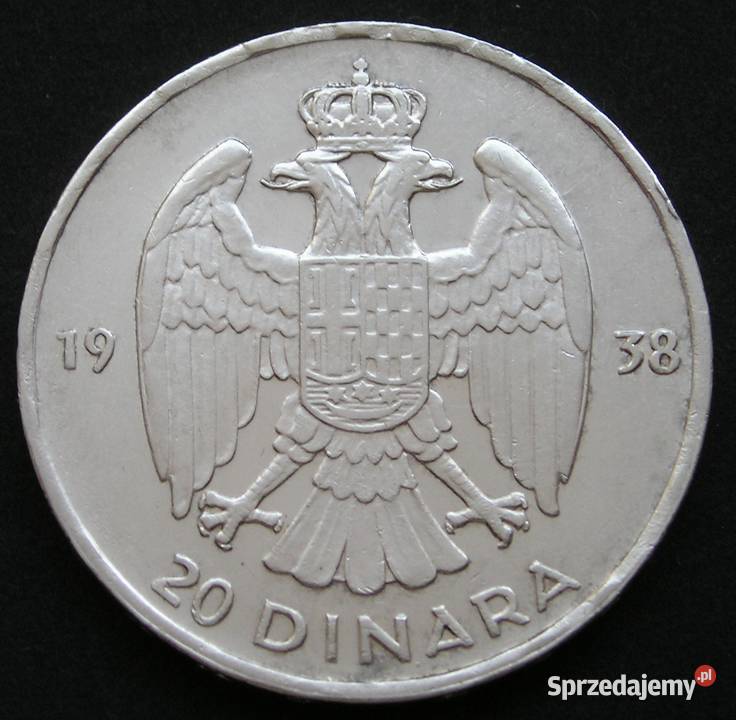 JUGOSŁAWIA 20 DINARÓW 1938 PIOTR II SREBRO łódzkie Łódź