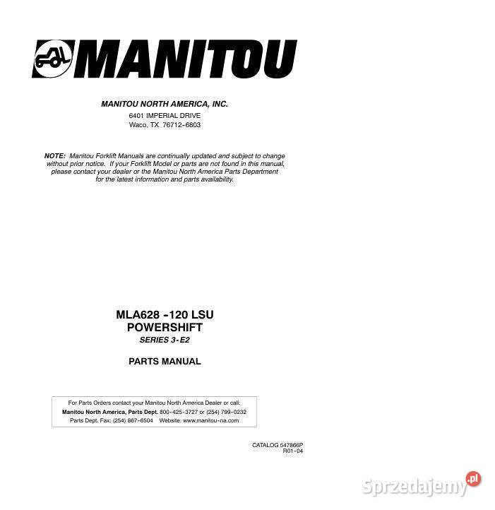 Manitou MLA628120LSU katalog części Poradniki, albumy i reportaże Kielce