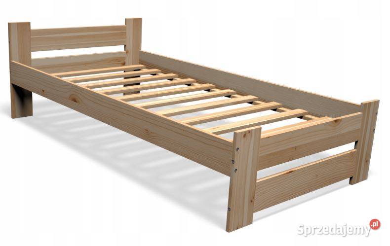 Łóżko z litego drewna sosnowego 80x200 ze stelażem naturalne drewno