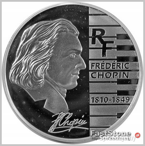F CHOPIN 195 rocznica urodzin 2005r Ag1 12 MF Numizmatyka Zamość