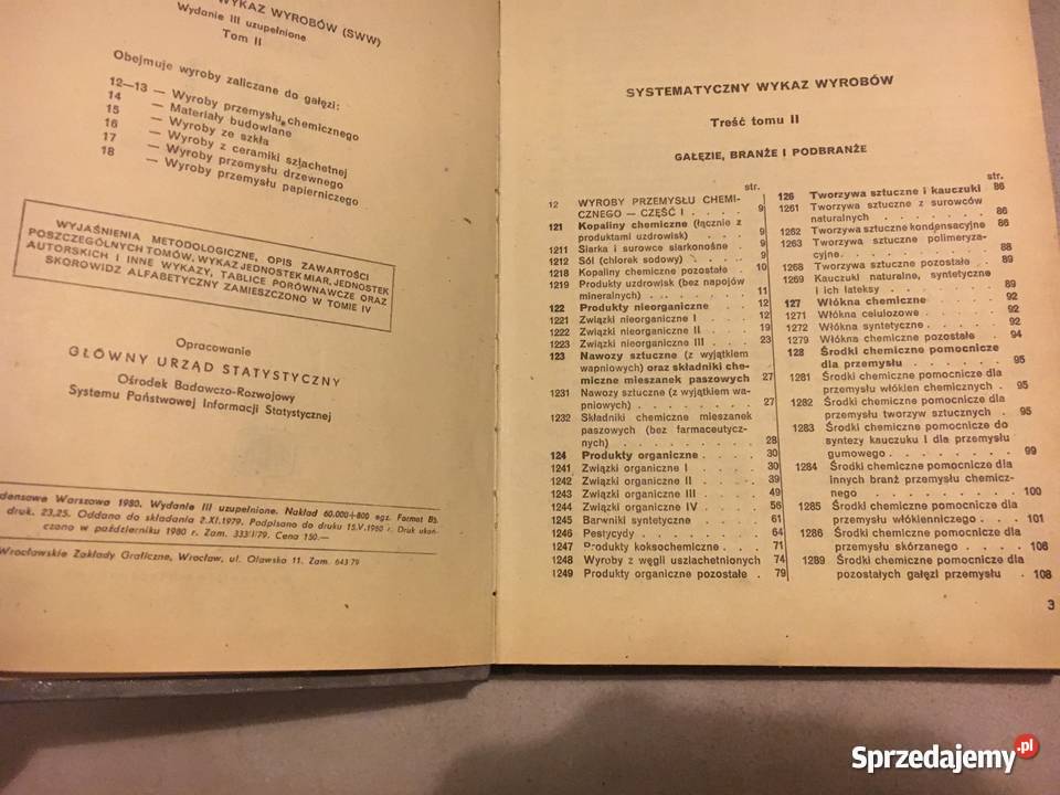 Systematyczny Wykaz Wyrobów Tom II Unikat GUS Swarzędz