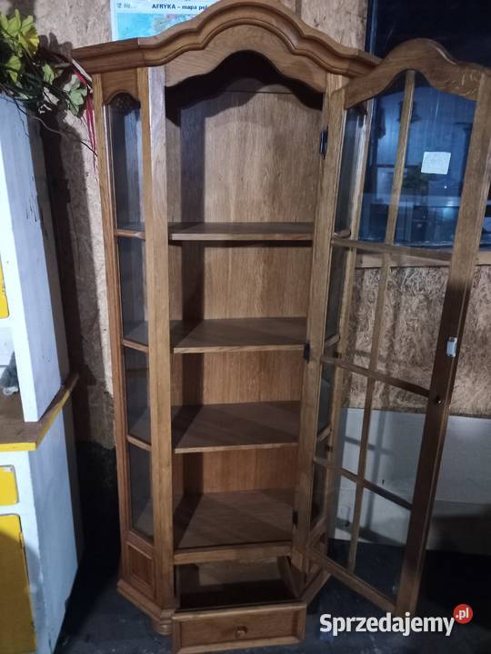 Witryna przeszklona z szufladą Dąb