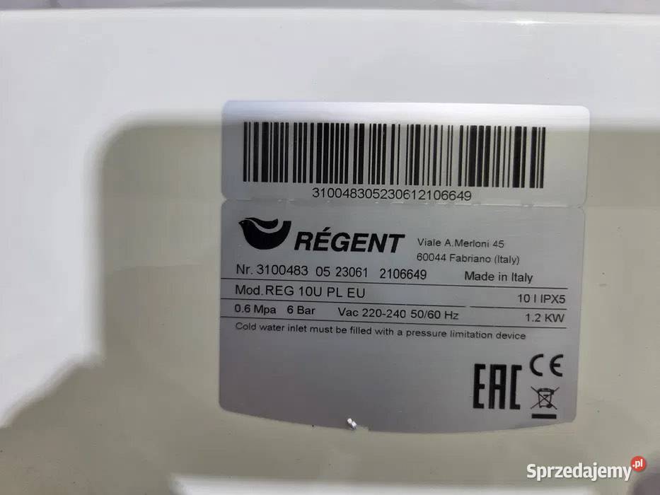 Podgrzewacz elektryczny Regent 10 U EU Wrocław