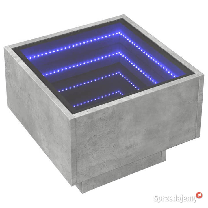 Stolik kawowy z LED Infinity szarość betonu mazowieckie Warszawa