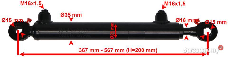 Cienki SIŁOWNIK Hydrauliczny Cylinder 25x16 Skok sprzedam