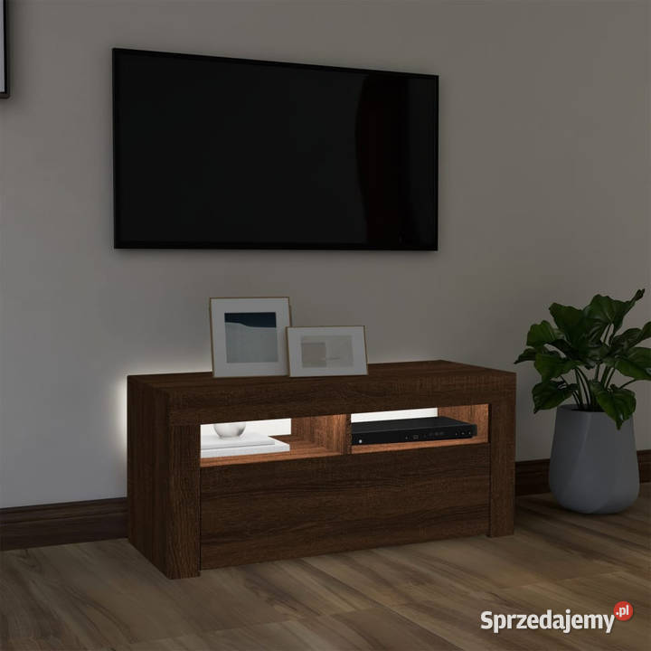 Szafka pod TV z oświetleniem LED brązowy dąb mazowieckie Warszawa