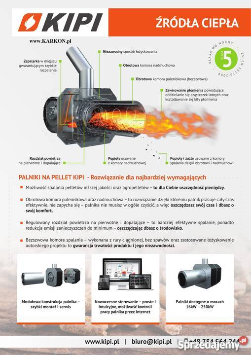Palnik na pellet 250 kW samoczyszczący Kipi Budownictwo i akcesoria sprzedam