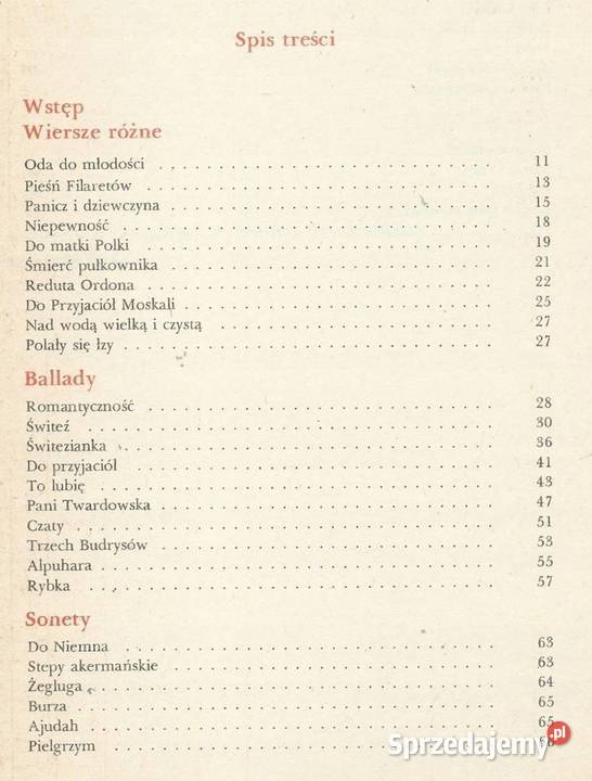 Adam Mickiewicz to LubięWiersze Ballady Sonety Rok wydania 1984 zachodniopomorskie Szczecin