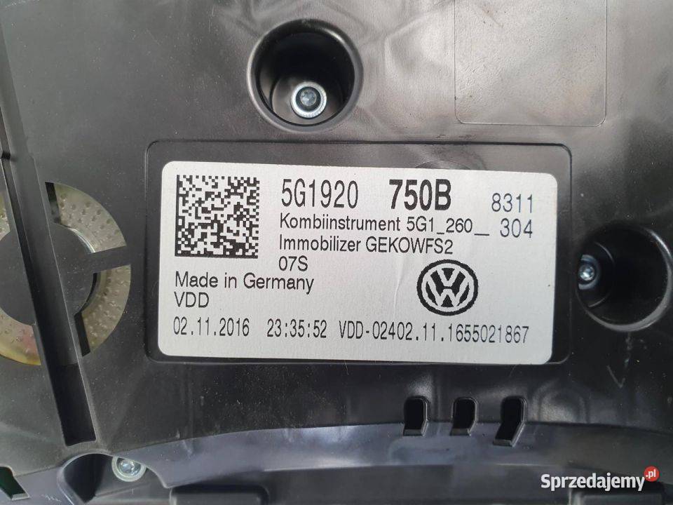 LICZNIK ZEGAR VOLKSWAGEN GOLF VII 5G1920750B kujawsko-pomorskie Lipno