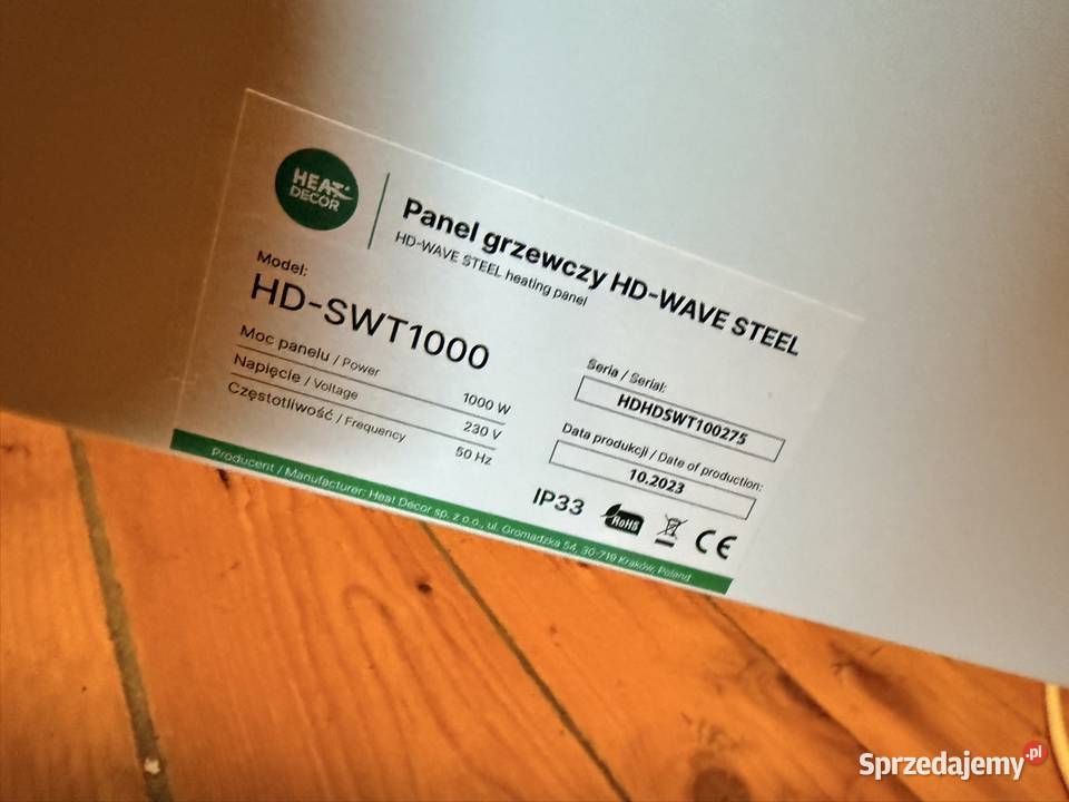 Panel grzewczy HDWave steel HD SWT 1000 sprzedam