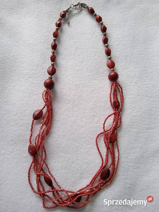 BURGUNDOWY NASZYJNIK PRZETYKANY RÓŻYCZKAMI Piła