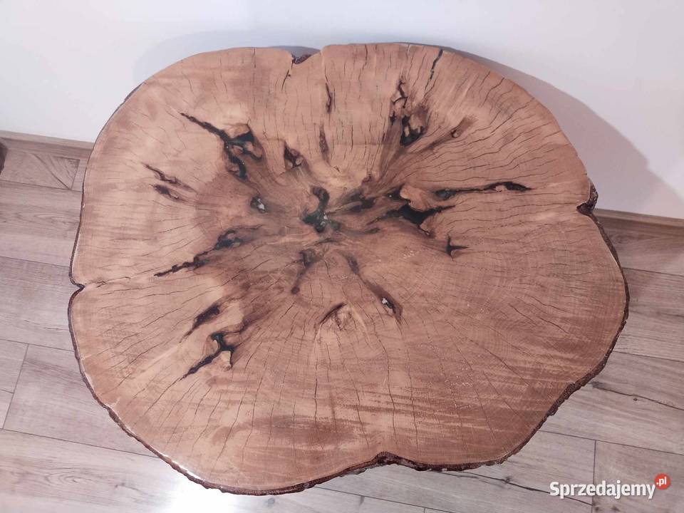 Stolik kawowy plaster drewna zywica duzy Krakow Kraków