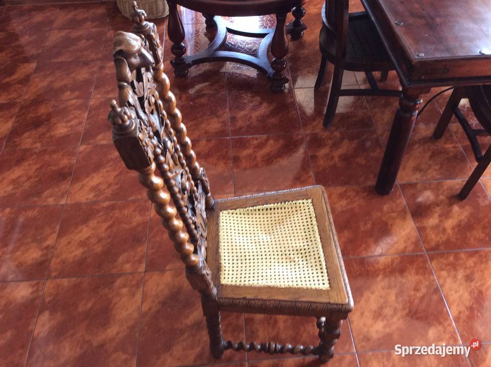 Piękne stare rzeźbione krzesła 6 sztuk Tarnawa Dolna