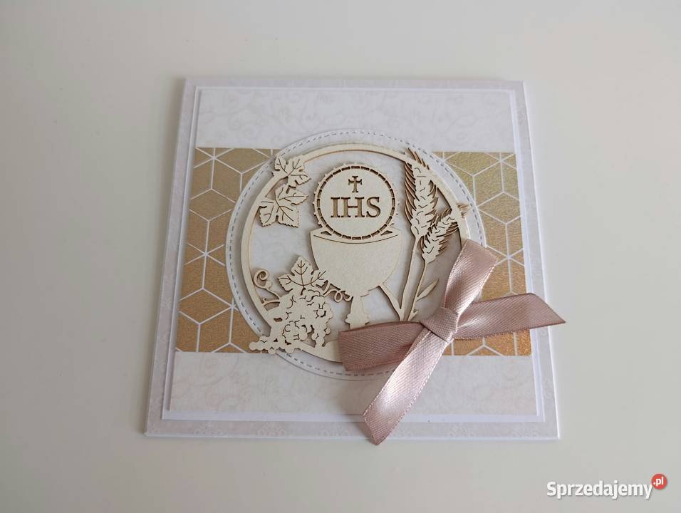 Kartka ręcznie robiona Komunia Święta handmade łódzkie Łódź