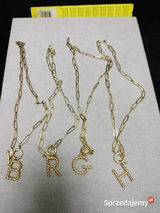 Łańcuszek z literką metalowy 1 sztuka biżuteria Choszczno