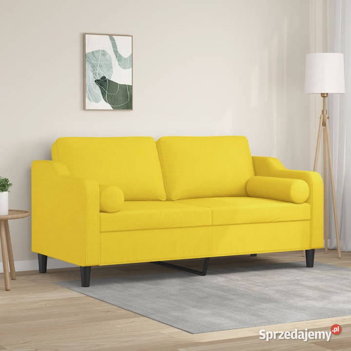 2osobowa sofa z poduszkami jasnożółta 140 Warszawa sprzedam