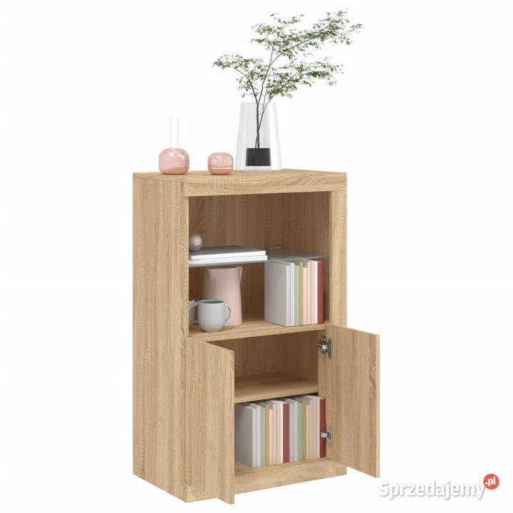 Szafka boczna z LED kolor dąb sonoma materiał Warszawa