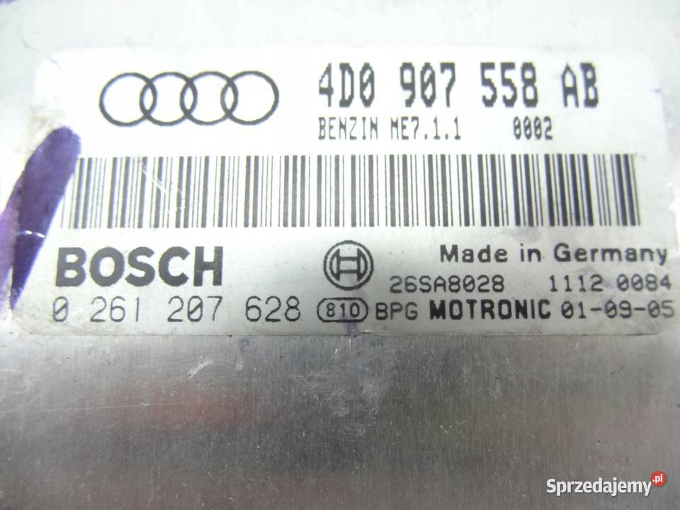 AUDI A8 D2 9902 STEROWNIK SILNIKA 4D0907558AB osobowe Przemęt