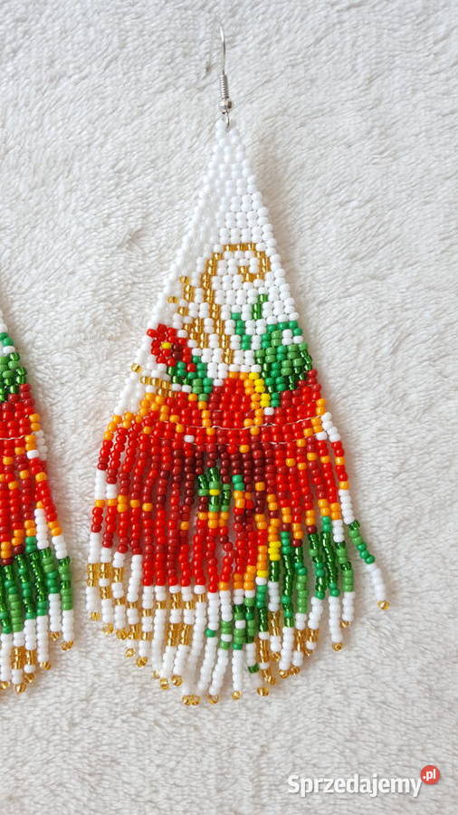 Duże kolczyki koralikowe boho etno bohemian mak Szczecin