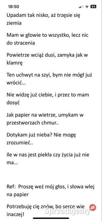 Pisanie tekstów piosenek wierszy opowiadań Tarnów