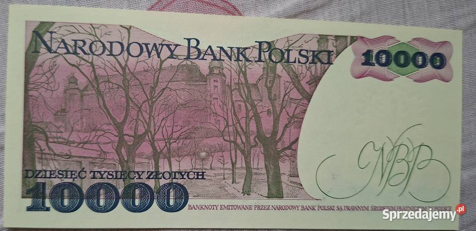 Banknot z PRL 10000 Dąbrowa Górnicza