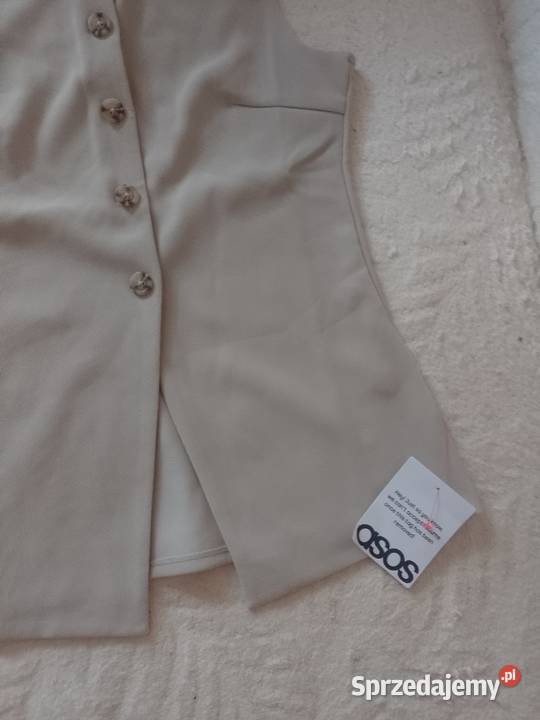 3638 ASOS Design Beżowa kamizelka ołówkowa z Bez wzoru Kraków sprzedam