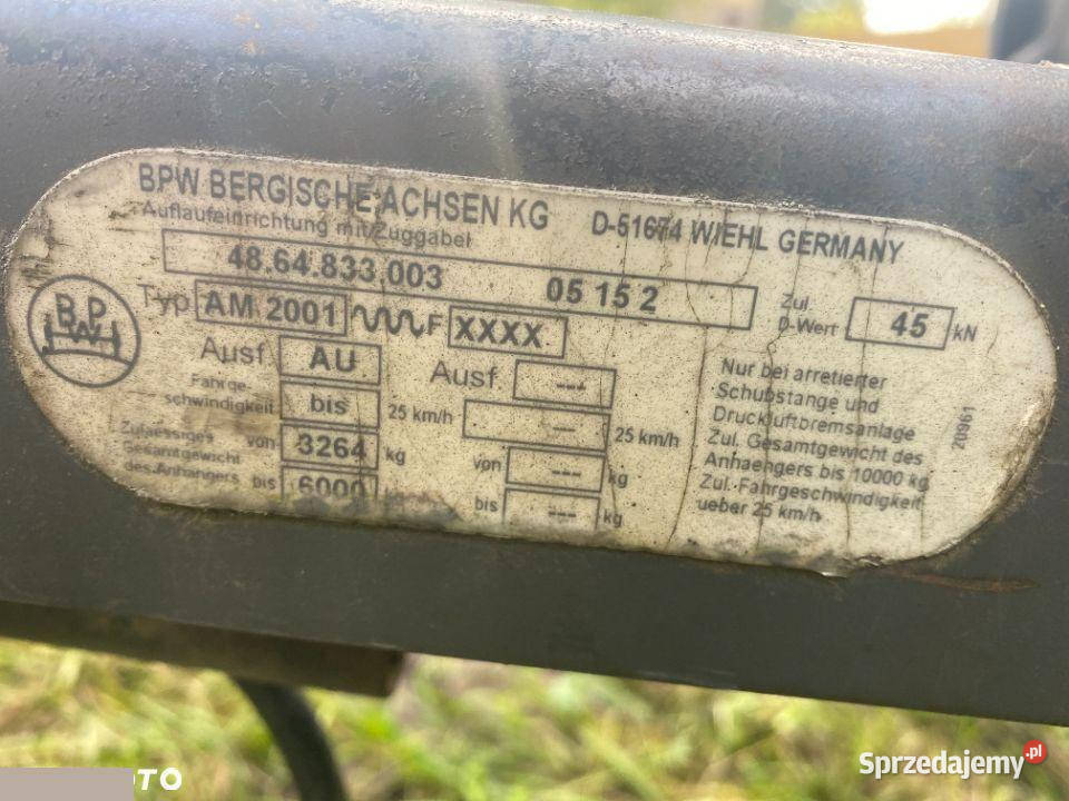 BPW Bergische achsen AM2001 Wózek Hederu wielkopolskie Jastrzębniki