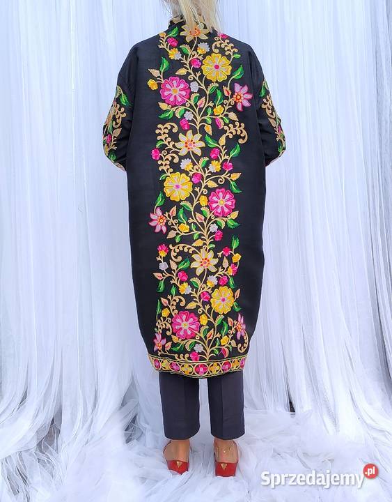 Orientalny płaszcz XXL 44 narzutka kimono czarny Rozmiar 44(XXL) Szczecin