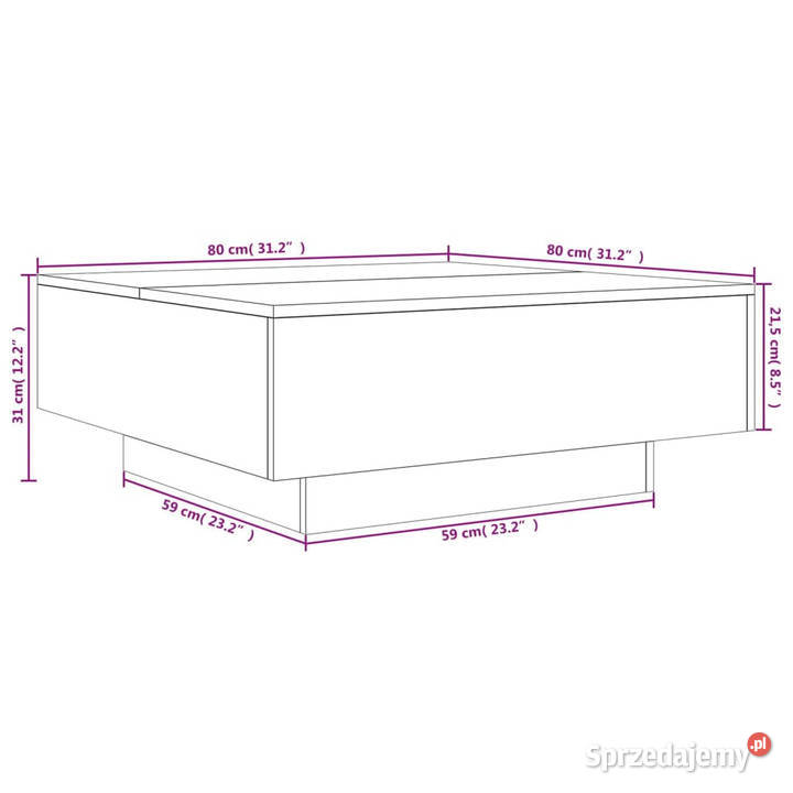 Stolik kawowy szary dąb sonoma 80x80x31 WM836586 mazowieckie Warszawa