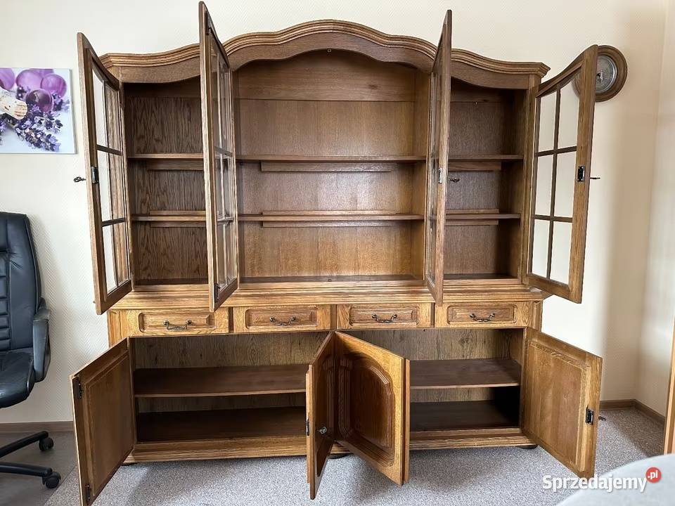 Biblioteka gabinetowa kredens witryna dębowa dąb Sypniewo