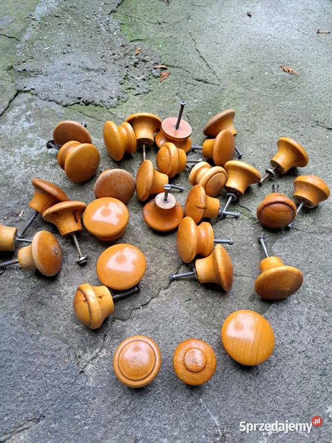 Uchwytygałki metalowe chrom drewniane do szafek Leszno