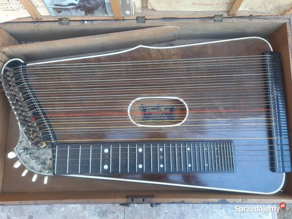 Zabytkowy instrument strunowy cytra Johannes Tczew