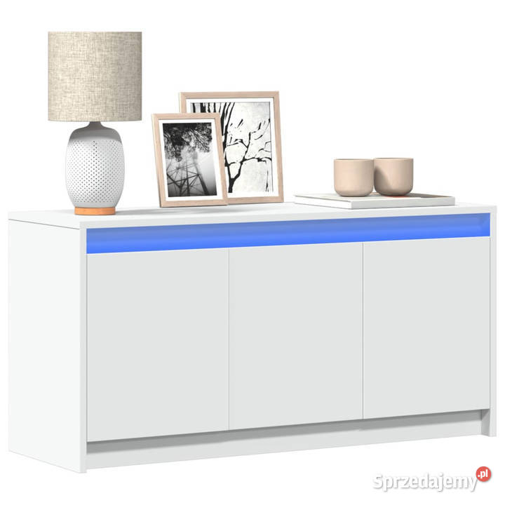 Szafka TV z LED biała 100x34x50 materiał