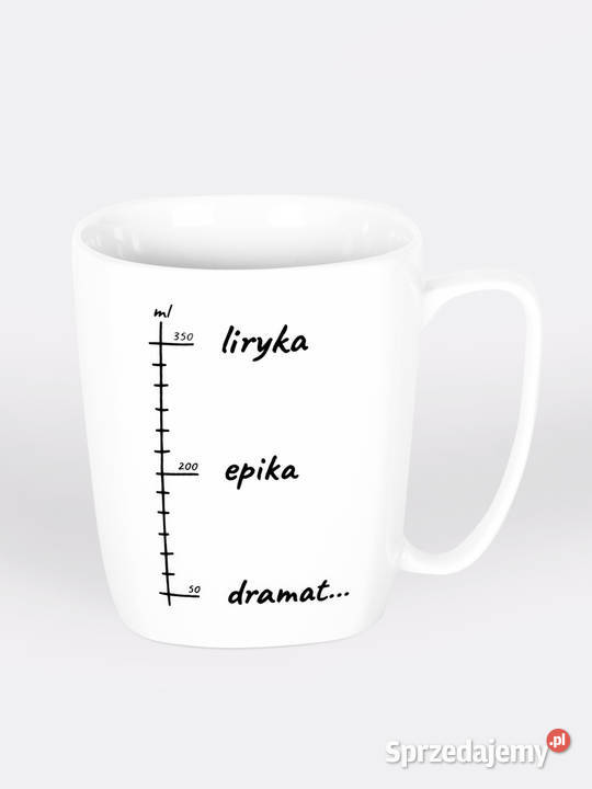Liryka Epika Dramat kubek biały z uchem biały