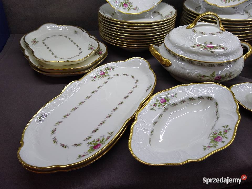 Serwis obiadowy Rosenthal Sanssouci Moosrose 12 Porcelana i szkło wielkopolskie