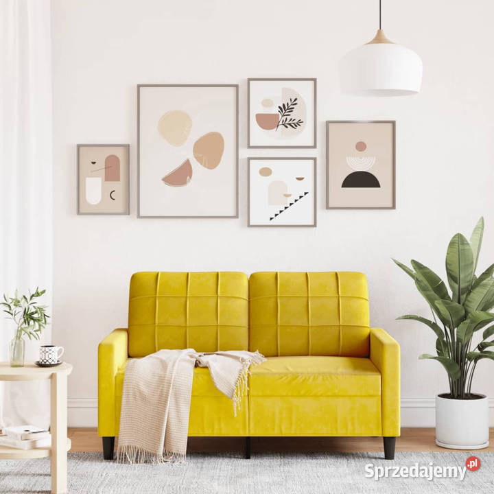 Sofa 2osobowa żółta 120 tapicerowana aksamitem Warszawa