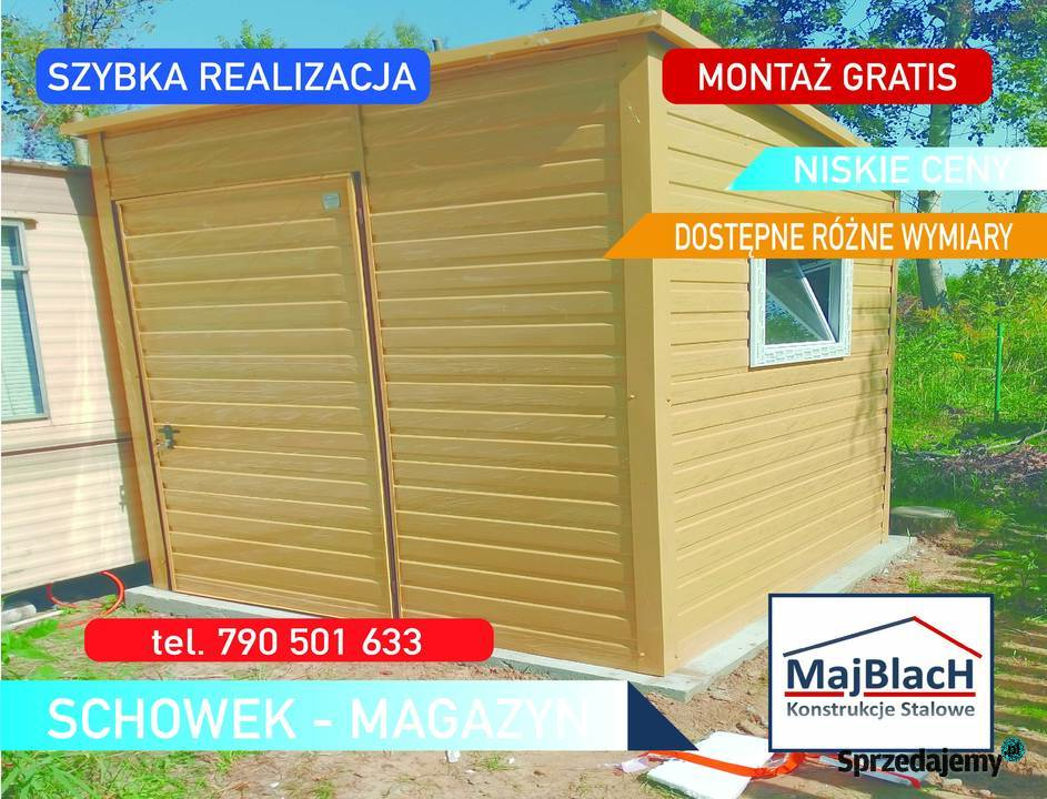 Żółty Garaż Blaszany Ogrodowy Magazyn Schowek Przysucha