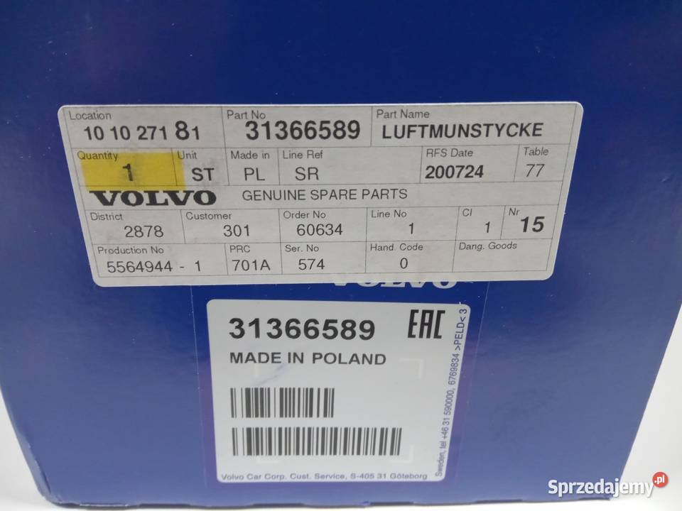 KRATKA NAWIEWU WENTYLACYJNA VOLVO S90 II V90 I Nowy Tomyśl