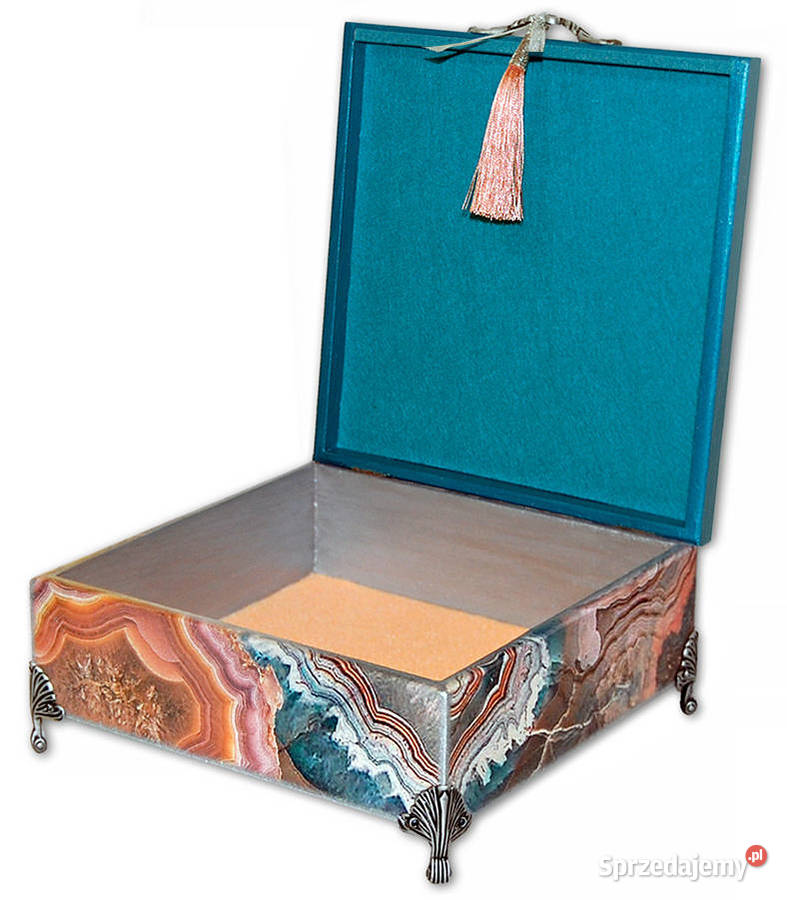 duża SZKATUŁKA drewniana AGAT SILVER 22x22 Bydgoszcz