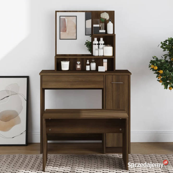 Toaletka z lustrem brązowy dąb 865x35x136