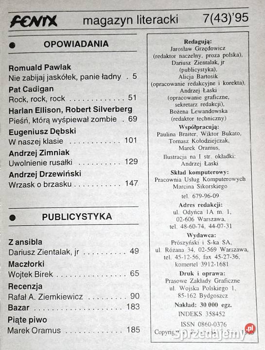 Fenix 7 43 1995 Fantasy Science fiction Horror Chełm