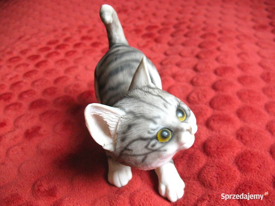 Kot szary duży kotek stara figurka ceramika 15 x Siedlce