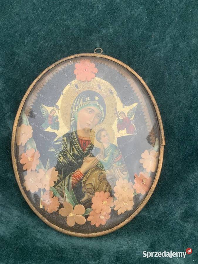 Stary Polski obrazek św szkłem Łowicz