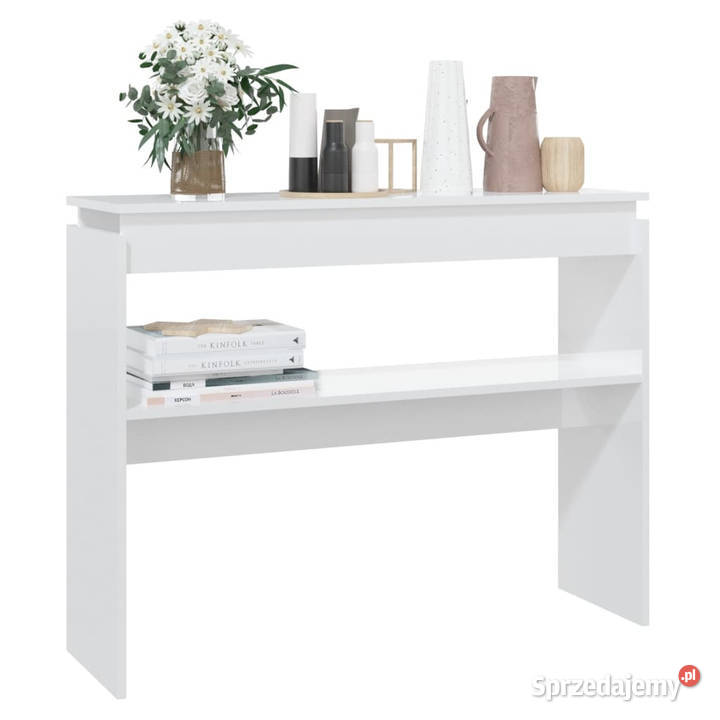 Stolik konsolowy biały wysoki połysk 102x30x80 mazowieckie