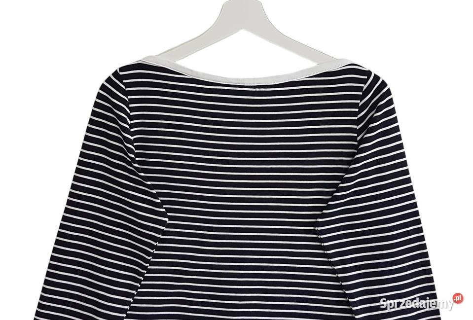 Damska bawełniana bluzka czarno biało długi Paski Moda i Styl Chrzanów