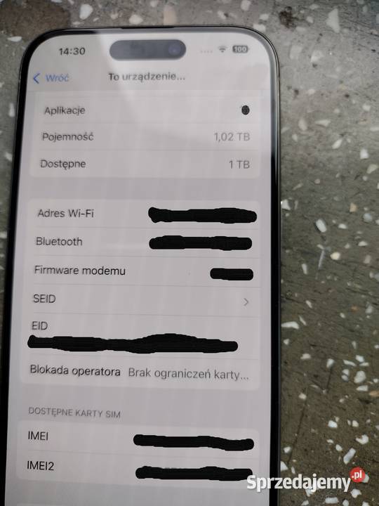 Apple iPhone 15 PRO 1T Natural Titanium szary Wałbrzych