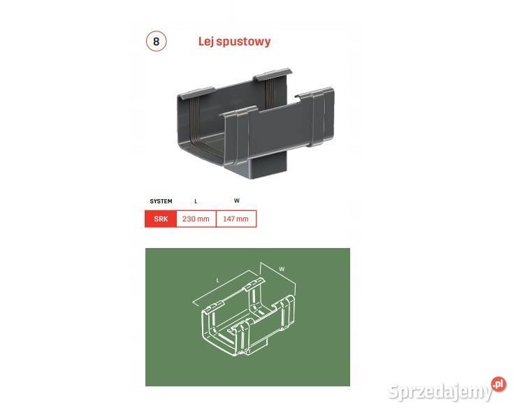 Krop lej spustowy rynny kwadratowej 13580 PVC Hajnówka sprzedam