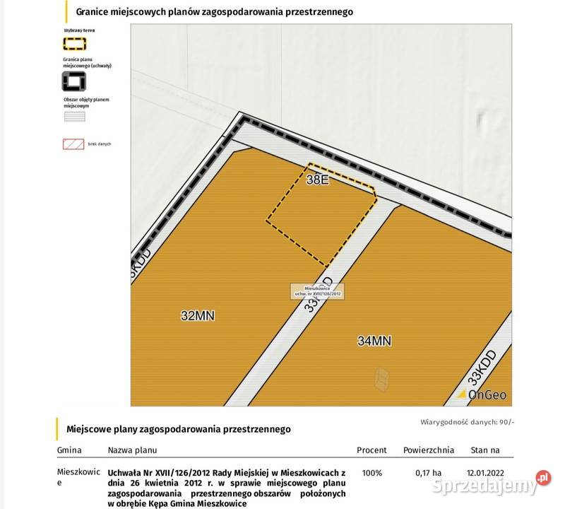 Sprzedam działkę budowlaną w Mieszkowicach z 1669m2