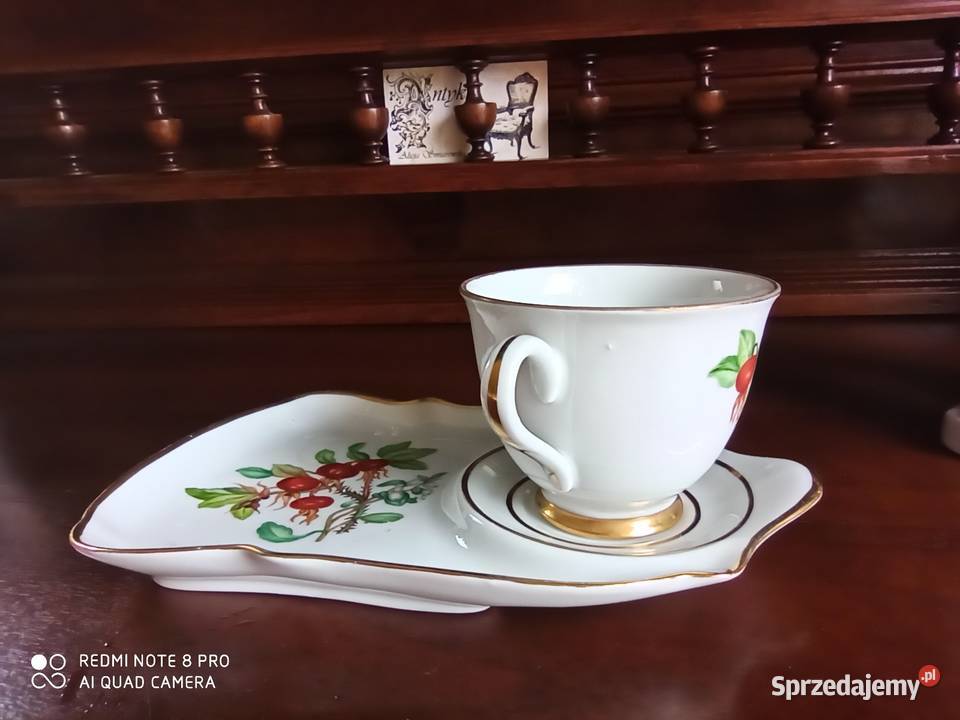 Filiżanka z gałązką głogu Na spodku talerzyku Gdańsk sprzedam